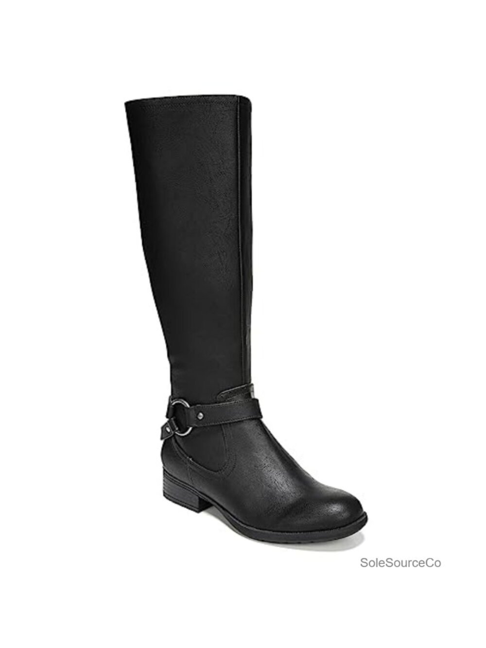 LifeStride Women's X-Felicity Knee-High Boots Faux Leather Stretch Knit Zip